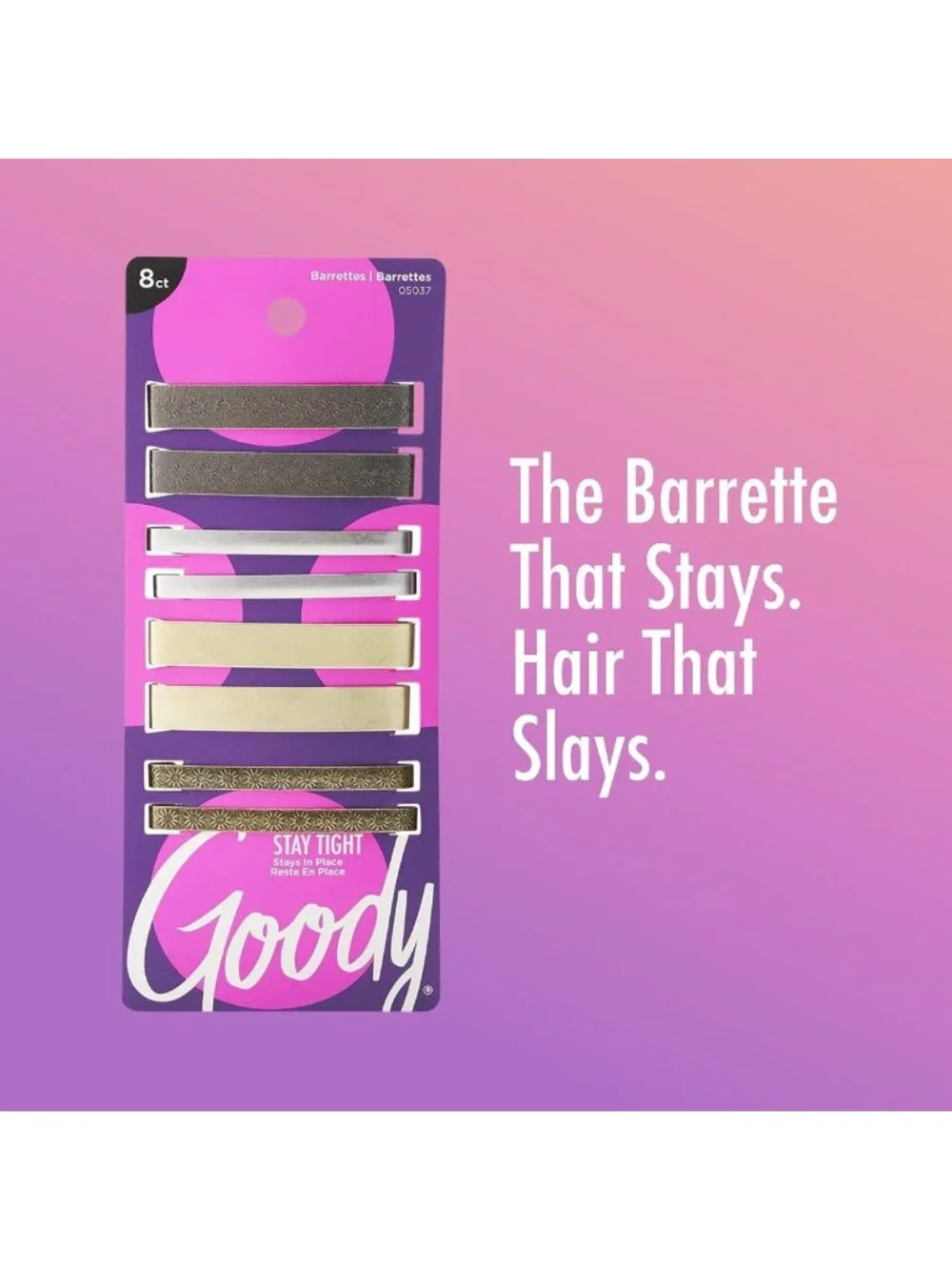 Versatile Non-Slip Hair Barrettes - 8 Assorted Metallic Clips for All Hair Types